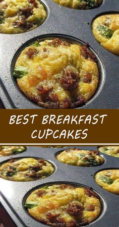 the best breakfast cupcakes are ready to be eaten in the muffin tin