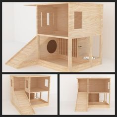 three different views of the inside of a doll house