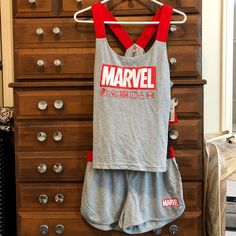 Marvel Pajama Set. Never Worn. Tags Still On. Size Medium. #Marvel #Pajamas #Pajamaset #Pjset Stretch Cotton Sleepwear, Cotton Stretch Sleepwear For Pajama Party, Sleeveless Cotton Sleepwear For Lounging, Stretch Cotton Sleeveless Sleepwear, Sleeveless Stretch Cotton Sleepwear, Red Sleeveless Cotton Sleepwear, Marvel Pajamas, Pj Sets, Women's Intimates