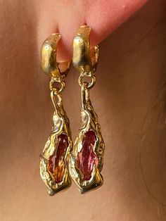 Gold And Stone Jewelry, Cool Gold Earrings, Textured Jewellery, Dope Jewelry Accessories, Vintage Gold Earrings, Perpetual Motion, Handmade Gold Jewellery, Citrine Jewelry