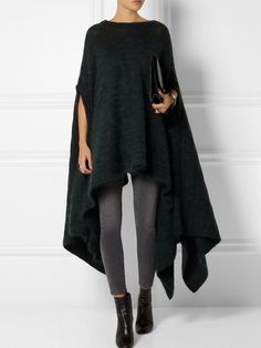 Regular Size Urban Loose Plain Mid-long Sweater, Black / XL شال كروشيه, Long Sweater, Moda Vintage, 가을 패션, Looks Style, Mode Inspiration, Knitted Sweater, Long Sweaters, Look Fashion