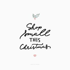 a christmas card with the words shop small, this christmas written in cursive font