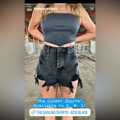 100% Cotton Trendy Black Short Bottoms, Black Short Bottoms For Spring, Trendy Black Shorts, Edgy Black Shorts For Spring, Black High-waisted Jean Shorts For Summer, Black High Waist Edgy Shorts, Edgy Black Cotton Shorts, Edgy High-waisted Black Shorts, Edgy Black Shorts For Summer