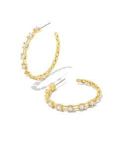 Kendra Scott Lexi Hoop Earrings Gold White Crystal-Earrings-Kendra Scott-CR 07/31/24, E00570GLD, FD 07/31/24-The Twisted Chandelier Link Design, Kendra Scott Earrings, Crystal Hoop Earrings, White Crystals, White Crystal, Brass Material, Gold Hoop, Gold Hoop Earrings, Fashion Essentials