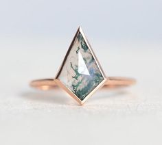 Moss Agate Ring, Kite Solitaire Ring – Capucinne Kite Ring, Opal Wedding Band, Wedding Ring Sets Unique, Agate Engagement Ring, Ruby Wedding, Moss Agate Ring, Custom Wedding Rings, Gemstone Engagement, Morganite Engagement Ring