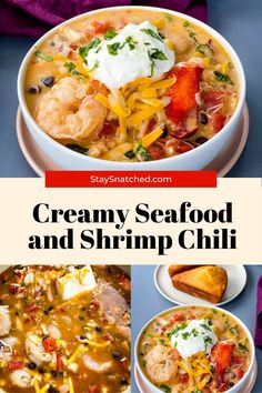 creamy seafood and shrimp chili with sour cream