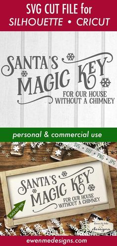 santa's magic key svg cut file for silhouette or cricut