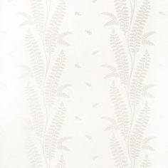 a white wallpaper with leaves on it