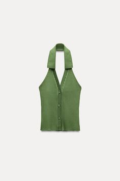 RIBBED VEST TOP - Mid-green | ZARA United States Oliver Wood, Slytherin House, Best Mate, Beauty Sale, Dancing In The Rain, Halterneck Dress, Zara United States, Vest Top, Massimo Dutti