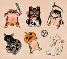 an image of cats with different costumes on their faces and body parts in the shape of animals