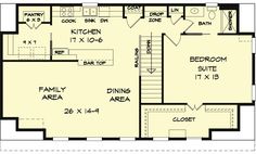 the floor plan for a two story house with an upstairs living room and kitchen area