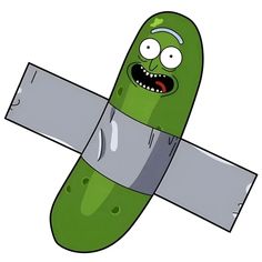 a cartoon pickle with an angry look on it's face holding a knife