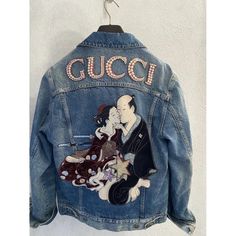 Gucci Shunga Pearl Embroidered Denim Jacket It 40 Beaded, Embroidered, Sequin, Crystal & Distressed Accents Pointed Collar Front Pocket & Button Closure Bust: 39.75" Waist: 38.25" Shoulder: 17.75" Length: 24" Sleeve: 31" Fabric: 100% Cotton; Lining 60% Linen, 40% Cotton; Embellishment 100% Other Fibers Item # Guc00814r040423 Gucci Jackets, Gucci Jacket, Embroidered Denim Jacket, Embroidered Denim, Jean Coat, Jean Jacket, Front Pocket, Sequin, Denim Jacket