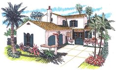 this is an artist's rendering of these mediterranean house plans