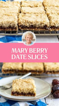 Mary Berry Date Slices Date Slice Recipe, Fruit Biscuits Recipe, Dates Bars Recipe, Fruit Slice Recipe, Mary Berry Recipes Baking, Mary Berry Recipes, Butterfinger Recipes, Mary Berry Cakes, Berry Cakes