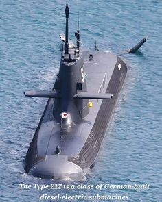 a submarine floating in the water with a caption that reads, the type 213 is class of german built diesel electric submarines