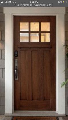 Painted Craftsman Front Door, Exterior Front Door Ideas Entrance, Brown Wood Door, Fireplace Options, Hunting Shack, Houses Projects