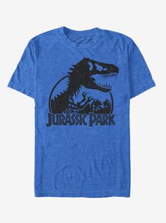 a blue t - shirt with the words,'jurassic park'printed on it