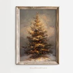 an oil painting of a pine tree