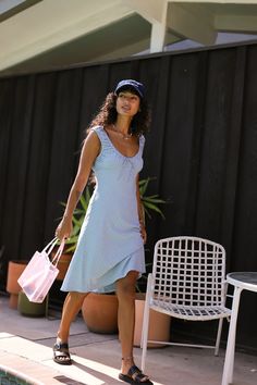 Chambray Geranium Dress — Prism Boutique Chic Plaid Dress For Garden Party, Sleeveless Fitted Plaid Dress For Brunch, Chic Midi-length Plaid Dress, Fitted Sleeveless Plaid Dress For Brunch, Fitted Plaid Dress For Brunch, Fitted Plaid Midi Dress For Day Out, Geranium Dress, Bias Dress, Prism Boutique