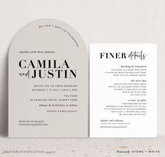 a white and black wedding card with the word,'finer style'on it