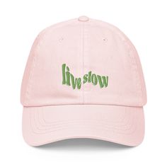 The pastel baseball hat's made of 100% chino cotton. It has an unstructured crown, 6 panels, and a low-profile design. But more importantly, this unique hat will complement your one-of-a-kind outfits!  * 100% chino cotton * Soft, unstructured crown * 6-panel, low-profile * Pre-curved peak * Stitched eyelets * Self-fabric strap with a tri-glide buckle * Sponge-clean only * Blank product sourced from China Spring Streetwear Hat With Curved Brim, Trendy Cotton Snapback Trucker Hat, Trendy Cotton Hat With Curved Brim, Spring Cotton Snapback Cap, Trendy Cotton Snapback Hat, Trendy Cotton Adjustable Snapback Hat, Trendy Adjustable Fit Cotton Snapback Hat, Trendy Cotton Fitted Cap, Trendy Cotton Fitted Hat