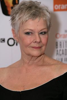 Judi Dench Lookbook: Judi Dench wearing Evening Dress (6 of 6). Judi Dench showed off her collarbones with a shoulder baring black dress at the Orange British Academy Film Awards. Xv Hair, Heavy Highlights, Hair Brunette, Hairstyle Trends