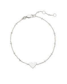 So dainty, and oh-so-lovely, the Ari Heart Delicate Bracelet in Sterling Silver is a sweetheart addition to your core collection, a go-to for romantic stacks or simple stand-alone styles. Dainty Delicate Chain Bracelets For Valentine's Day, Dainty Delicate Chain Bracelet For Valentine's Day, Adjustable Delicate Heart Bracelet, Delicate Heart Bracelet With Delicate Chain, Delicate Heart-shaped Bracelets With Adjustable Chain, Delicate Adjustable Heart Bracelet For Everyday, Adjustable Delicate Heart Bracelet For Everyday, Adjustable Delicate Heart Charm Bracelet, Adjustable Delicate Sterling Silver Heart Bracelet