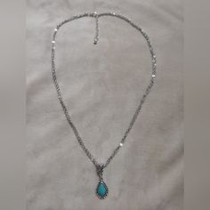 Lovely & Classy Vintage Style Turquoise Pendant Necklace Double Chain Silver Tone New Item Teal Necklace, Classy Vintage, Turquoise Pendant Necklace, Chain Silver, Double Chain, Turquoise Pendant, New Item, Turquoise Blue, Blue And Silver