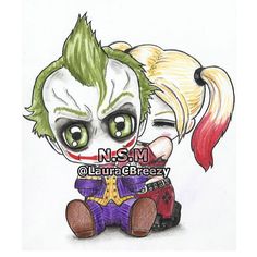 a drawing of the joker and harley