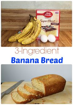 three ingredients for an easy banana bread recipe