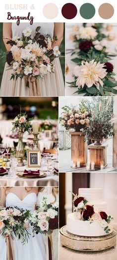 wedding color palettes with flowers and greenery