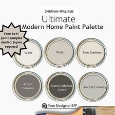 *Free upon request*: I will mail you free 8x10 color samples for all colors of the palette within a week.  Please message me on Etsy with your address. Transform your entire home with our curated Whole House Modern Paint Palette, featuring a stunning selection of Sherwin-Williams paints. Elevate your space with contemporary hues that harmonize seamlessly from room to room. Redefine your interior and create a cohesive, sophisticated atmosphere that reflects your unique style. Upgrade your home with Sherwin-Williams quality and timeless elegance. Modern Paint Palette, Neutral Paint Palette, Craftsman Exterior, Paint Color Inspiration, House Color Palettes, Paint Color Palettes, Neutral Paint, House Modern, Pallet Painting