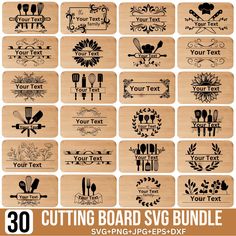 the cutting board svg bundle includes 8 different designs