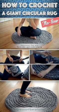 how to crochet a giant circular rug with no sew instructions and pictures