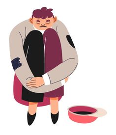 Poor beggar sitting by empty cap, poverty vector Poor Illustration, Poverty And Hunger, Social Impact, Vector Free, Vector Images, Royalty Free, Doodles, Clip Art