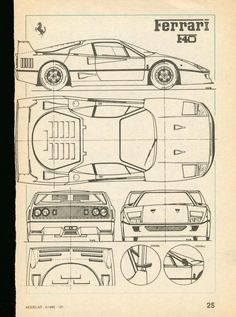 the blueprint drawing shows how to make a car