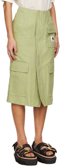 Cotton twill skirt. Raw edges throughout. · Belt loops · Four-pocket styling · Zip-fly · Tiered asymmetric hem · Partial cupro satin lining · Logo-engraved silver-tone hardware Supplier color: Khaki Canvas Skirt, Twill Skirt, Duck Canvas, Silver Engraving, Carhartt Wip, Color Khaki, Asymmetric Hem, Cotton Twill, Patch Logo