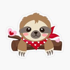 a cute slotty sitting on top of a tree branch with hearts around its neck