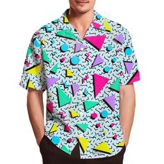 PRICES MAY VARY. 95% Polyester, 5% Spandex Imported Button closure Machine Wash 【 High-Quality 90s 80s Shirts】- The 90s outfit for men are made of 95% polyester and 5% spandex. Stitching neatly and with exquisite Hawaiianmanship, spread collar, and a lightweight, soft, breathable, quick dry and straight fit design, you are assured to wear comfortably for all day long. 【Mens Hawaiian Shirts Size】- Our mens 80s outfit button up shirts short sleeve are made based on USA standard size. Please refer Trendy Summer Shirt With Retro Print, Retro Collared Hawaiian Summer Shirt, 90s Style White Shirt For Summer, Retro Collared Hawaiian Shirt For Summer, Fun Multicolor Hawaiian Shirt For Summer, 90s Retro Print Summer Shirt, Retro Blue Camp Shirt For Summer, Casual Retro Print Hawaiian Shirt For Summer, Casual Hawaiian Shirt With Retro Print For Summer