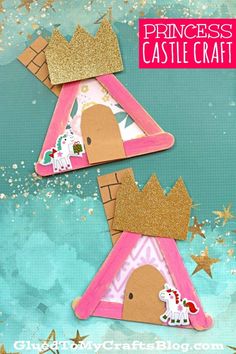 princess castle craft for kids to make with construction paper and glitters on the sides