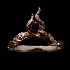 Red And Gold Wedding Rings, Fire Jewelry Design, Dark Fantasy Engagement Ring, Fire Bending Aesthetic, Hades Jewelry, Abba Wedding, Dragon Wedding Ring, Fantasy Rings Magic, Flame Jewelry