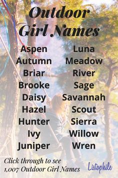 an outdoor girl names poster is shown