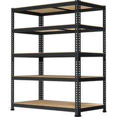 an empty shelving unit with four shelves on the bottom and one shelf below it