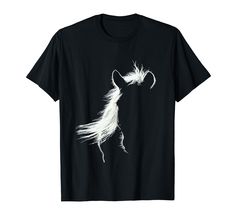 a black t - shirt with white feathers on it