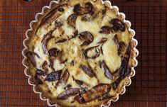 a pie sitting on top of a cooling rack