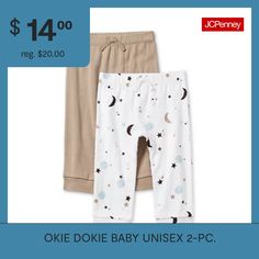 Keep your child stylish and comfy in this Okie Dokie baby unisex 2-piece cuffed-leg pull-on pants set. The versatile flat front pants are made from 100% cotton for comfort and breathability and are cut for a regular-fit. Style them with onesies. Front Style: Flat Front# Pieces In Set: 2Features: Multi-PackClosure Type: Pull OnFit: Regular FitRise: At WaistFiber Content: 100% CottonFabric Description: RibLeg Style: Tapered LegCare: Tumble Dry, Machine WashCountry of Origin: Imported Front Pieces, Oki Doki, Okie Dokie, Baby Unisex, Flat Front Pants, Pants Color, Fit Style, Pull On Pants, Unisex Baby