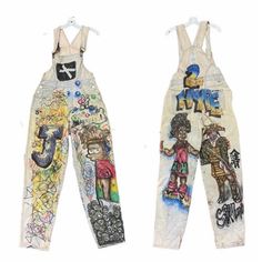 1990s Hand Drawn Air Brushed Black Bart Simpson Overalls Rare / Men’s Xs * Features: * Rarest Of The Rare. * Hand Drawn / Airbrushed Black Bart Simpson / Samurai And More. Super Funky Fresh One Of A Kind. * Bib Front With Adjustable Straps. * Zipper Fly. * Wide Leg. * Material: 100% Cotton. * Circa: 1990s Original. Measurements: * Taken Lying Flat. * Best Fit Would Be A Men’s Xs * Chest- Open. * Waist- 28” * Hips- 40” * Length- 63” ( Adjustable ) * Inseam- 31” * Shoulders- Not Defined. Label: Jordache Condition: Allover Wear / Discoloration Hand Drawn / Airbrushed One Of A Kind. Black Bart Simpson, Airbrush Clothes, Coverall Men, Jordache Jeans, Chest Opening, Overalls Men, Fashion Suits For Men, Mens Straight Jeans, Denim Jackets