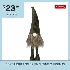 the northlight 20in green sitting christmas gnome is on sale for $ 23 99