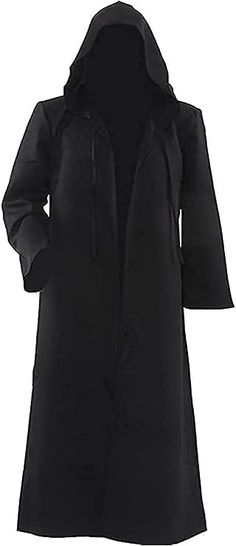 a women's black coat with hood and sleeves